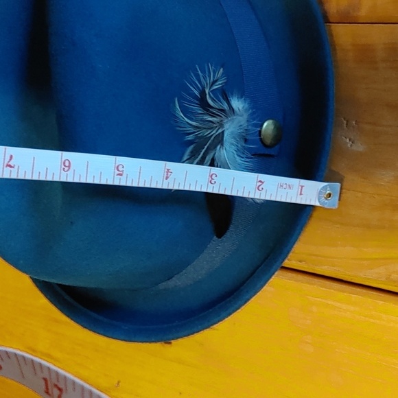 🌻Sandra Augelozzi Blue Wool Fedora - Picture 13 of 13